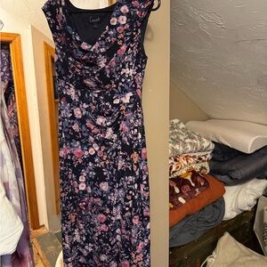 Connected Apparel Navy Floral Maxi Dress